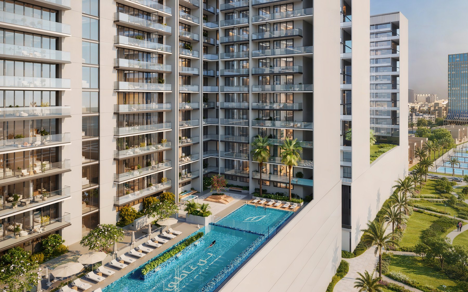 The pool courtyard at the heart of Ruby