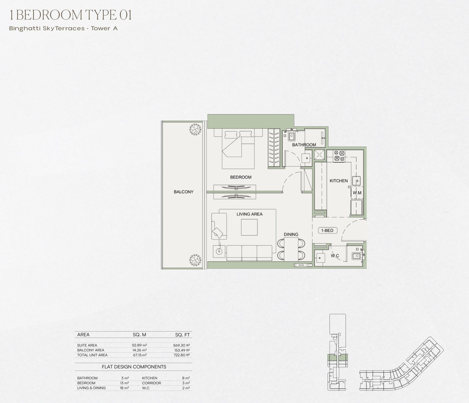 1 Schlafzimmer · Typ 01