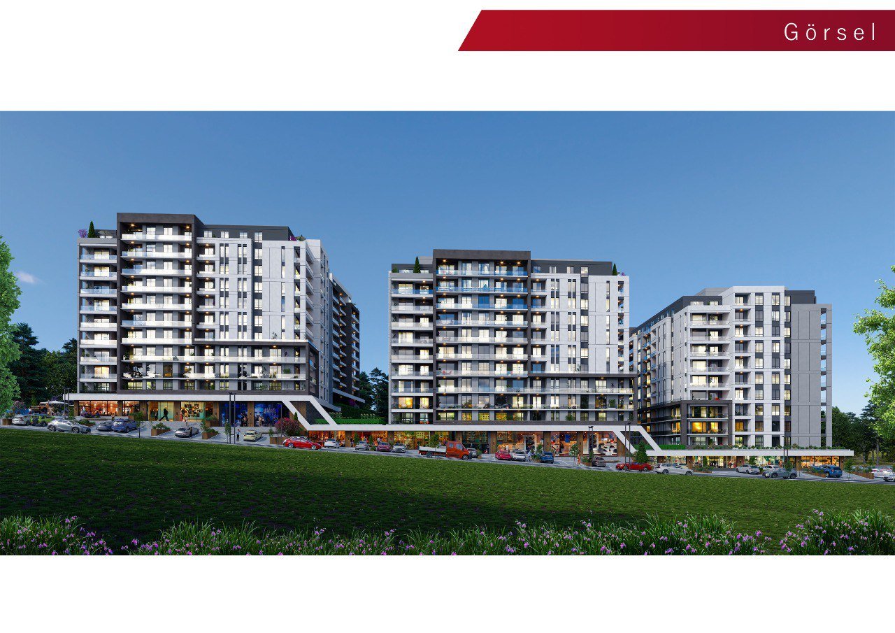 Landscaped courtyards between the blocks