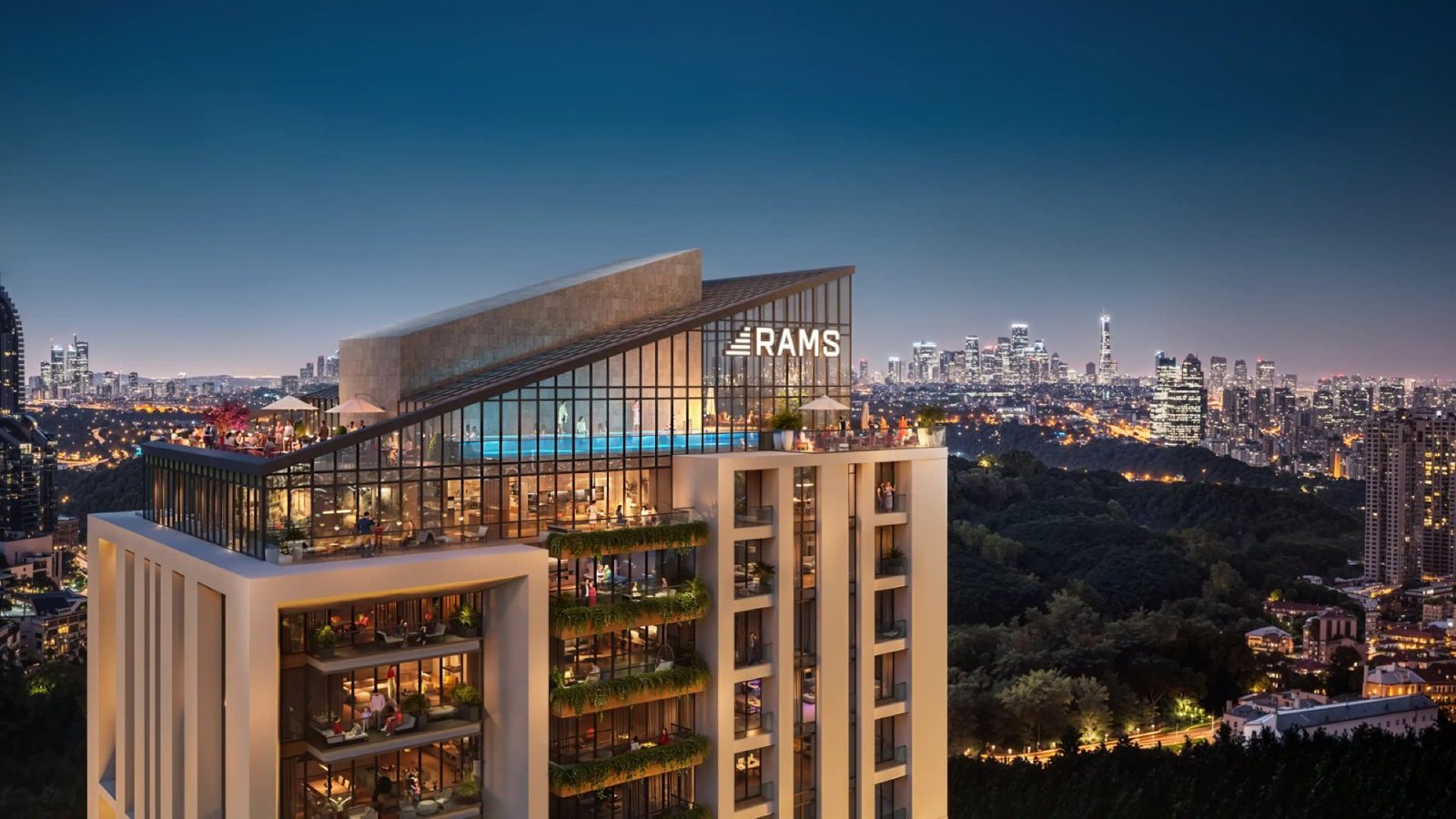 Rooftop terrace with city view
