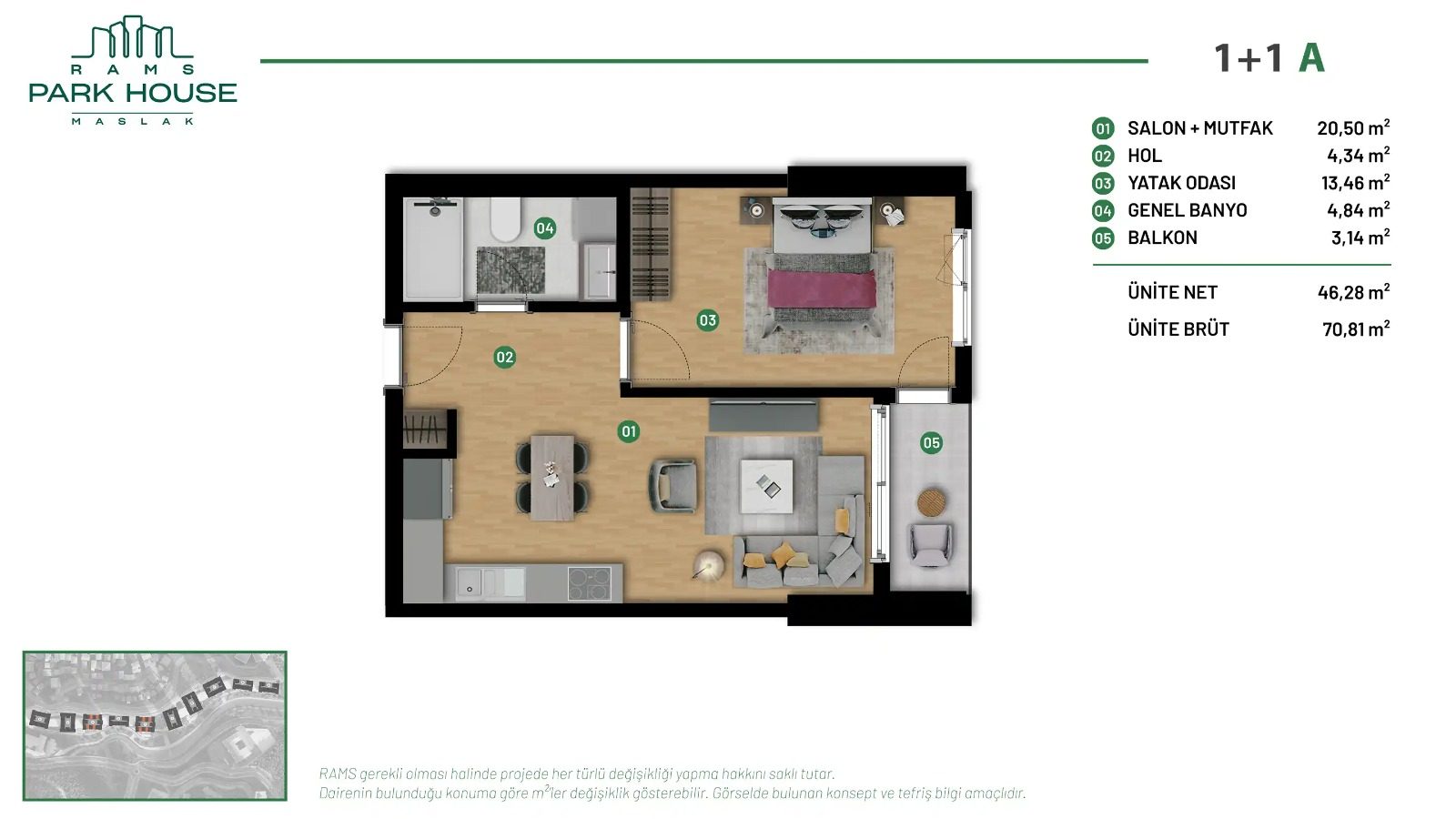1+1 floor plan
