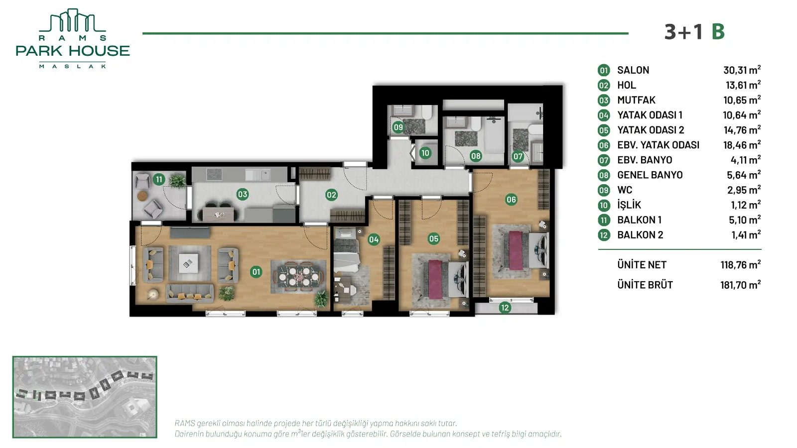 3+1 Type B floor plan