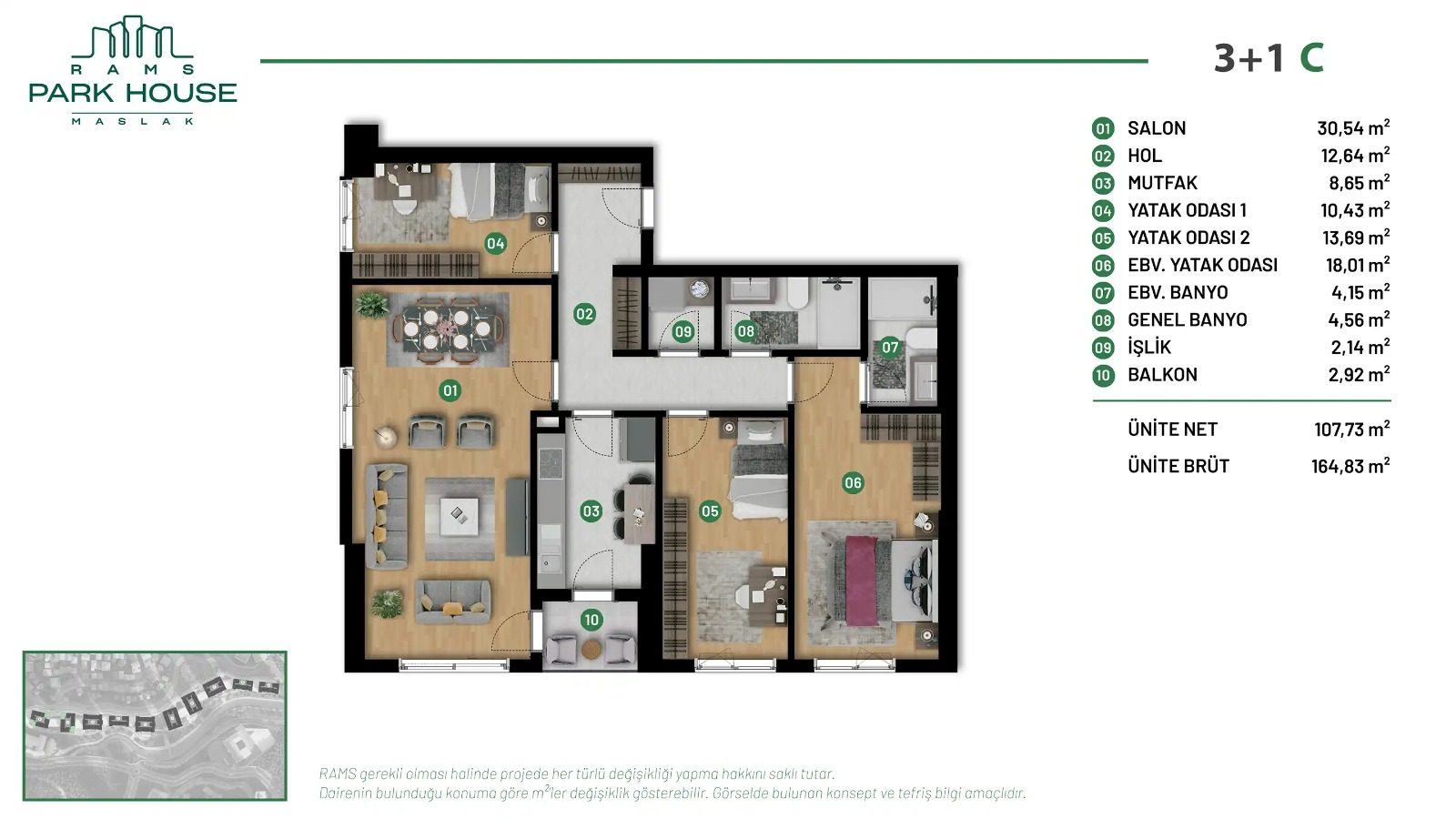 3+1 Type C floor plan
